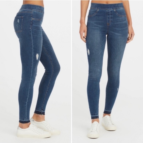 SPANX DISTRESSED SKINNY JEANS Pull on Jeggings Distressed Released Hem 20203R M - Picture 4 of 15